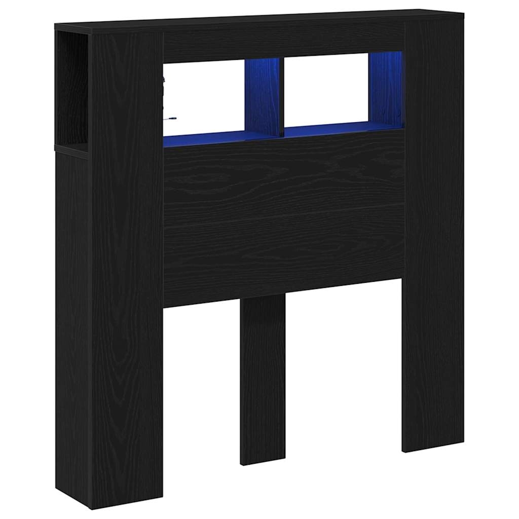 vidaXL LED Kopfteil Schwarze Eiche 100 x 18.5 x 103.5 cm Holzwerkstoff Image