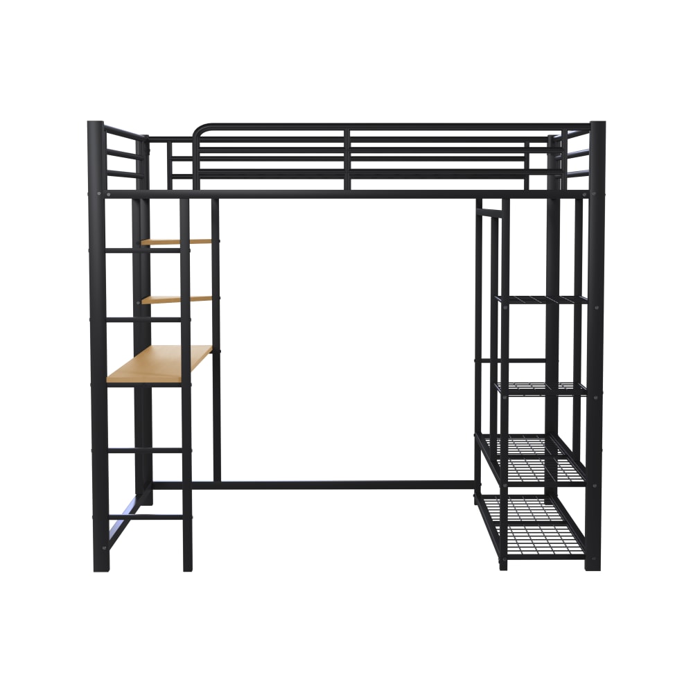 Letto a soppalco in metallo nero 140x200cm con contenitore