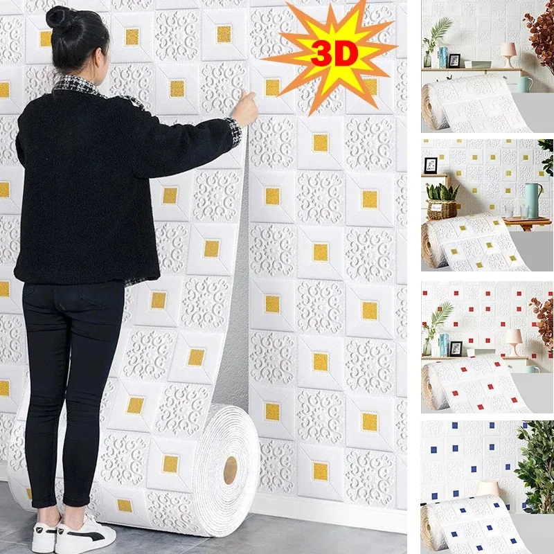 3D-Wandpaneeltapete mit Ziegelsteinmuster. Dekorativer, wasserdichter und feuchtigkeitsbeständiger DIY-Hintergrund für Wohnzimmer, Schlafzimmer, Küche