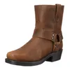 Retro-Cowboystiefel für Herren, mittelhohe Westernstiefel, gemischte Geschlechtslederstiefel, Herren-Slip-On-Schuhe, Winter-Ritterstiefel, Booties, Größe 48