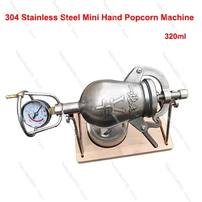 Hand Popcorn Maschine 320ML Open Firing Popcorn Puffing Maschine Edelstahl Mini Popper Kleine Manuelle Popcorn Maker