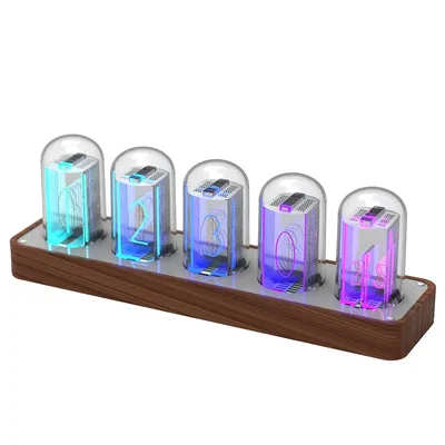 LED Digitaluhren Nixie Wecker RGB Glow Tube Uhr Walnussholz Nachtlicht Digitaler Alarm Atmosphäre Lampe Uhr Timer Geschenk