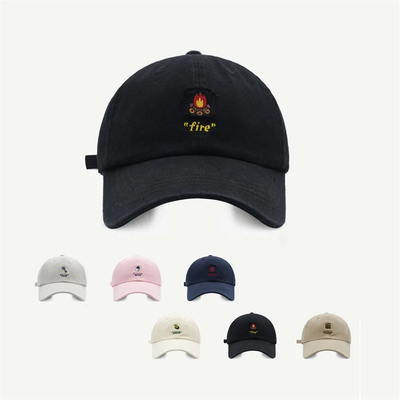 Damen Herren Cartoon Label Stickerei Baseball Cap Mode Einfarbig Papa Hut Unisex Outdoor Sport Baumwolle Sonnenhüte Gorro Bone Image