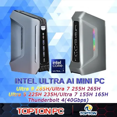 AI Performance Mini-PC Intel Core Ultra 9 285 H (bis zu 5,4 GHz) 7 255 H Thunderbolt 4/HDMI/DP Micro-Desktop-Computer für Arbeit/Gaming