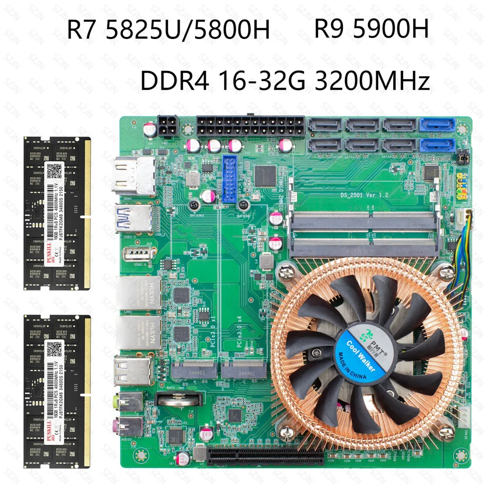 Mini ITX Ryzen Nas Set mit 5000er-Serie DDR4 Max 64 GB 2*2,5G I226-V unterstützt 2*M.2 MVME 8*SATA3.0 Firewall Soft Router NAS Kit