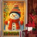 Tenda di Natale Pupazzo di Neve copertura per finestre del Natale 2025 con luce calda per decorazioni festive arazzo sospeso per feste invernali interne ed esterne