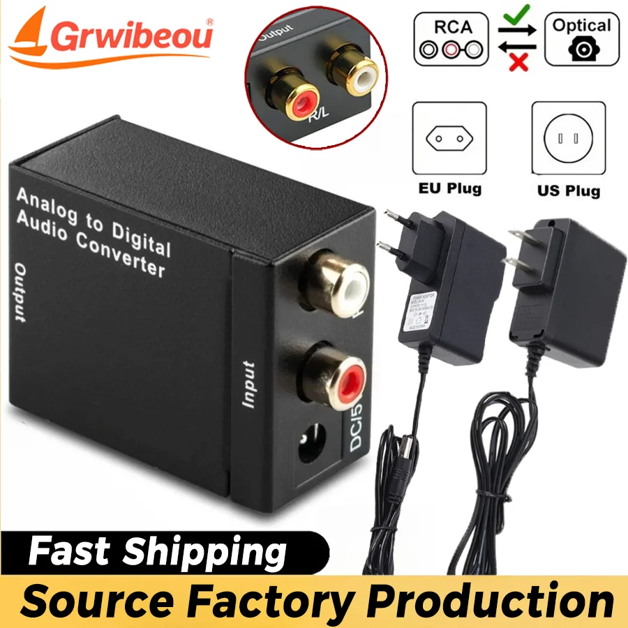 Convertitore audio ADC analogico-digitale Adattatore audio ottico coassiale RCA Toslink Adattatore audio SPDIF per Apple TV per Xbox 360 DVD