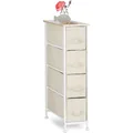 Mobiletto con 4 cassetti, mobiletto in tessuto, acciaio e legno MDF, Hxwxd: 76 X 20 X 48 cm, Beige