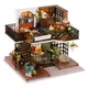 Kit di costruzione in miniatura in legno fai-da-te Foresta Teashop Casa Case delle bambole con luci per mobili Case delle bambole per amici Regali di compleanno