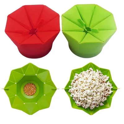 High Quality Silicone Popcorn Bowls Large Capacity Microwaveable Popcorn Maker Foldable Snacks Bowl Kitchen Accessories