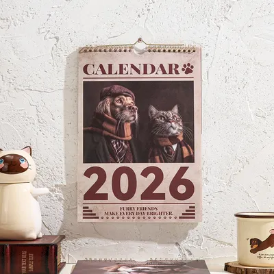 2026 A4 Wall Calendar Cats Dogs Monthly Calendar Check-in Message Planner Calendar For Home Office School Planning Scheduler