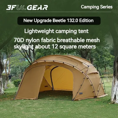 3F UL GEAR Beetle13 2.0 Ball Tunnel Tent 70D Nylon 2-4 People Outdoor Camping Stove Tent 12㎡ 4 Season Big Space Tent Skylight