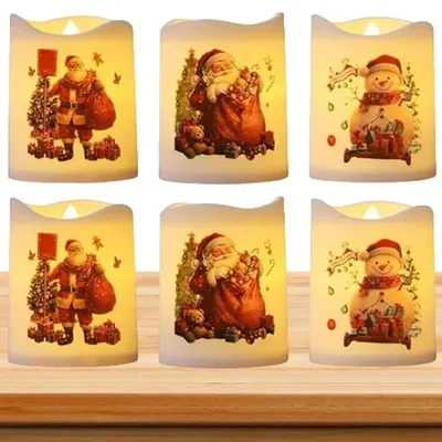 Christmas LED Candles Battery Operated Snowman Candles 6X Christmas Candles Desktop Ornaments For Holiday Home Decor