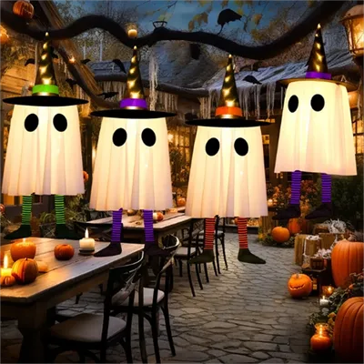 Halloween LED Specter Lights - DIY Hanging Ornaments Battery-Operated with Included Batteries for Trees, Porches, and Windows