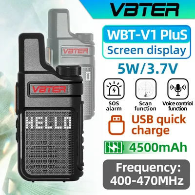 1PC/2PCS VBTER WBT-V1 Plus Walkie Talkie Portable Mini Handheld Communication Radio Profesional Talkie Walkies Two Way Radio