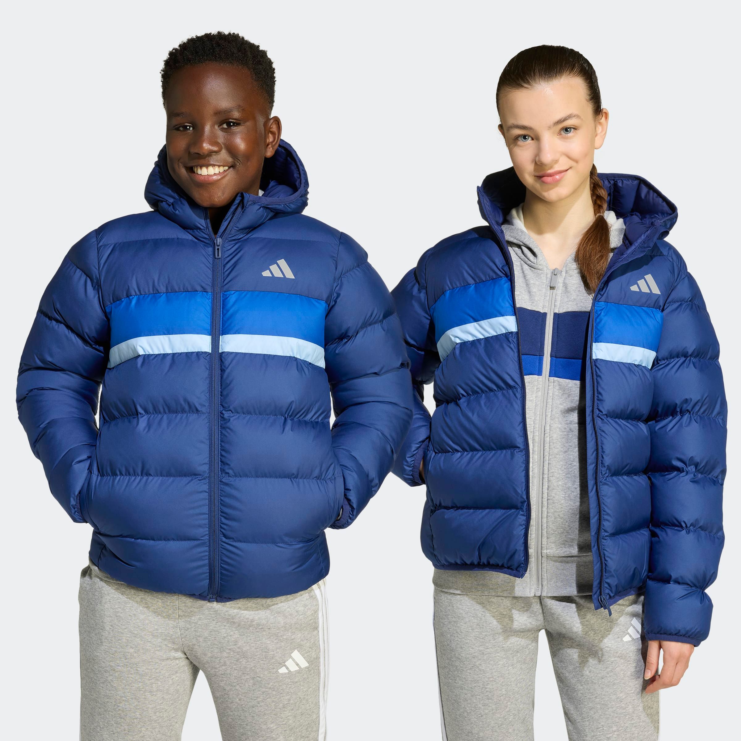 Steppjacke ADIDAS SPORTSWEAR "J SD JKT", Kinder, Gr. 152, blau (dunkelblau, royal blau, glow blau), Obermaterial: 100% Polyester. Wattierung: 100% Polyester, Jacken Image