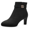 Stiefelette TAMARIS, Damen, Gr. 43, schwarz, Textil, unifarben, Veloursleder, elegant, Schuhe, Trichterabsatz, Abendschuh mit elegantem Zierriemchen mit Logoemblem