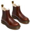 Chelseaboots DR. MARTENS "Leonore", Damen, Gr. 43, braun (cognac), Leder, Elastischer Einsatz, unifarben, klassisch, Schuhe, Chunky Boots, Plateau Schuh, Boots mit Warmfutter