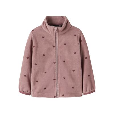 Fleecejacke NAME IT "NMNSPEKTRA FLEECE JACKET AOP FO", Jungen, Gr. 92, rosa (woodrose), Fleece, Obermaterial: 100% Polyester, bedruckt, casual, regular fit normal, hoch geschlossener Ausschnitt, Langarm, Jacken Image