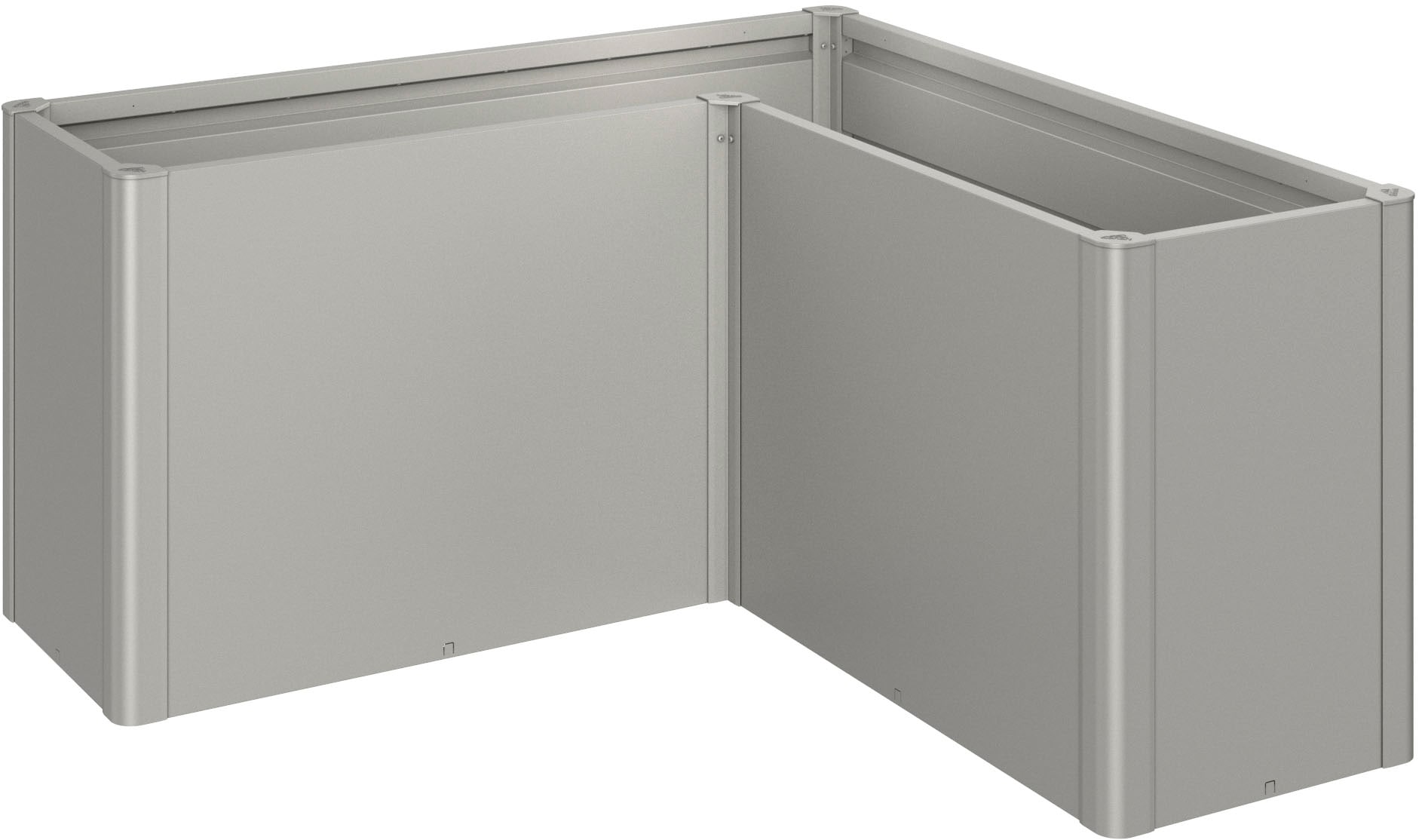 Hochbeet BIOHORT "BELVEDERE L-Form maxi 1,5, verschiedene Farben", grau (quarzgrau, metallic), B:152cm H:77cm T:152cm, Stahl, Pflanzgefäße, 152x152x77 cm, extrem langlebig, aus Metall