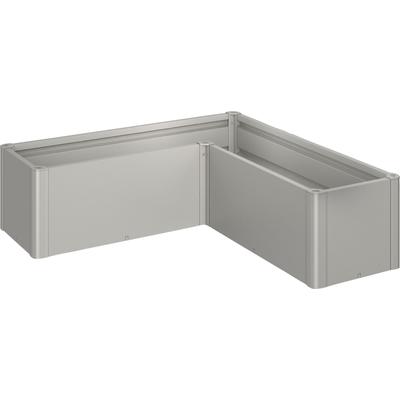 Hochbeet BIOHORT "BELVEDERE L-Form mini 1,5, verschiedene Farben", grau (quarzgrau, metallic), B:152cm H:45cm T:152cm, Stahl, Pflanzgefäße, 152x152x45 cm, extrem langlebig, aus Metall Image