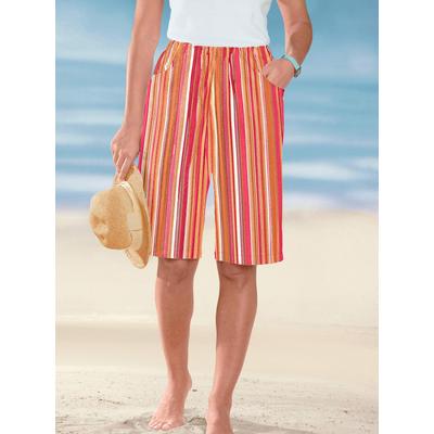 Bermudas CLASSIC BASICS, Damen, Gr. 46, Normalgrößen, bunt (apricot, rot, gestreift), 100% Baumwolle, gemustert, gestreift, mehrfarbig, knielang, Hosen Image
