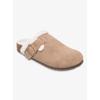 Hausschuh ROXY "ZELIAH", Damen, Gr. 37, grau (taupe), Leder, sportlich, Schuhe, gefütterte Pantolette