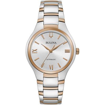 Automatikuhr BULOVA, silber (silberfarben, roségoldfarben), Armbanduhren, Damen, Armbanduhr, Damenuhr, Edelstahlarmband Image