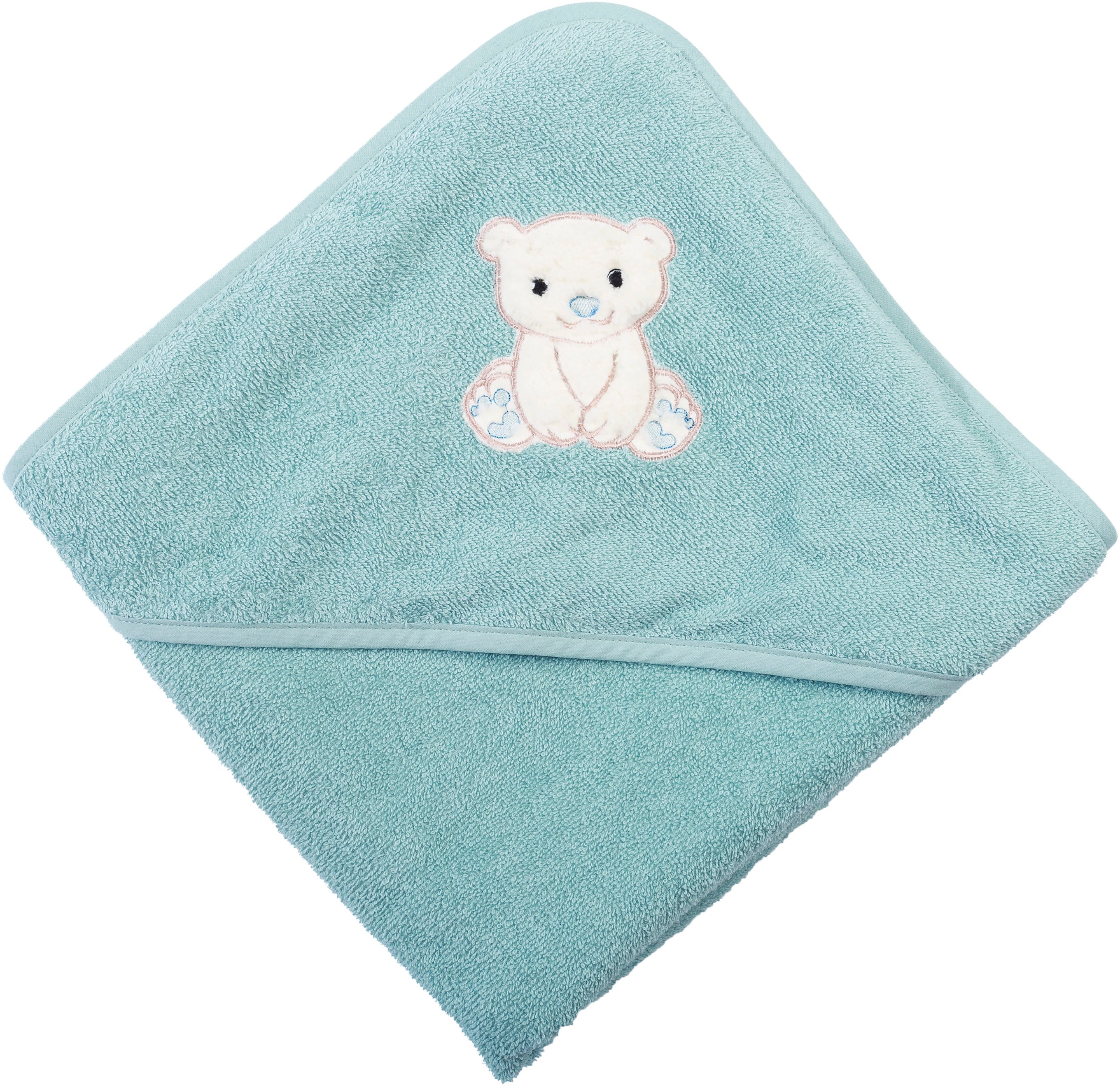 Kapuzenhandtuch WEWO FASHION "8032", blau (gletscher), B:100cm L:100cm, Frottee, Obermaterial: 100% Baumwolle, Handtücher, ausgelegte Kapuze