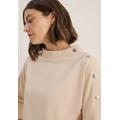 3/4-Arm-Shirt CECIL, Damen, Gr. XXL (46), oat milk beige, Jersey, Obermaterial: 48% Baumwolle, 48% Modal, 4% Elasthan, unifarben, casual, regular fit normal, ohne Ausschnitt, 3/4-Ärmel gerader Abschluss, Shirts, mit Knopfdetail