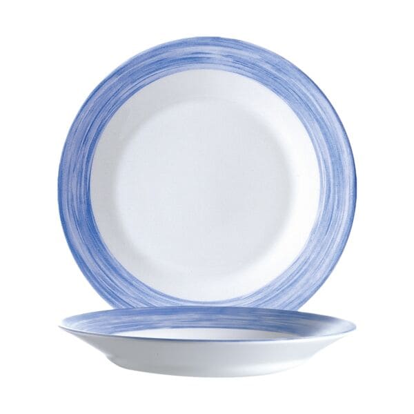 Arcoroc Speiseteller Brush Teller tief 22,5 cm - 6 Stück 6 Stück Hellblau, 22.5x3.5x22.5 cm Image