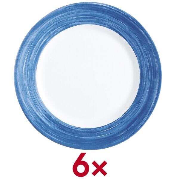 Arcoroc Speiseteller Brush Teller flach 25,4 cm - 6 Stück 6 Stück blau, 25x2.5x25 cm