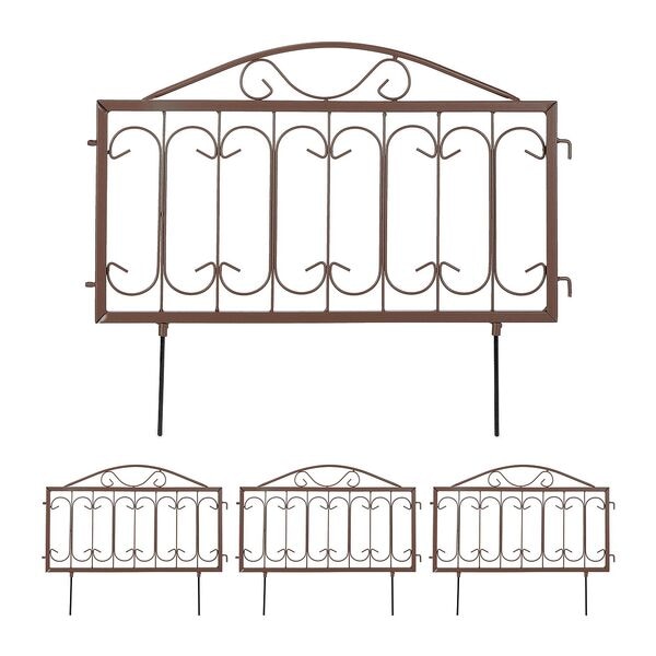 relaxdays 4er-Set Beetzaun Antik-Motiv