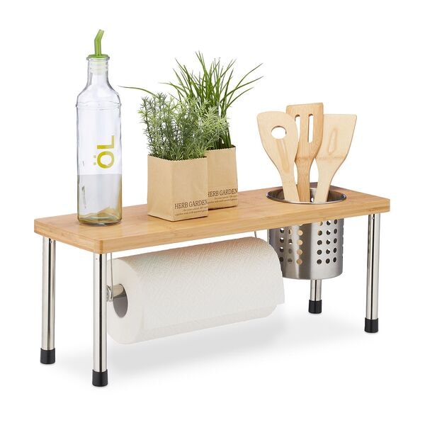 relaxdays Küchenregal für die Arbeitsplatte 21 x 55 x 18 cm natur mehrfarbig