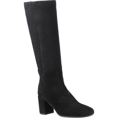 Hush Puppies Oprah Damen Kniehohe Wildlederstiefel mit Absatz in Schwarz Image