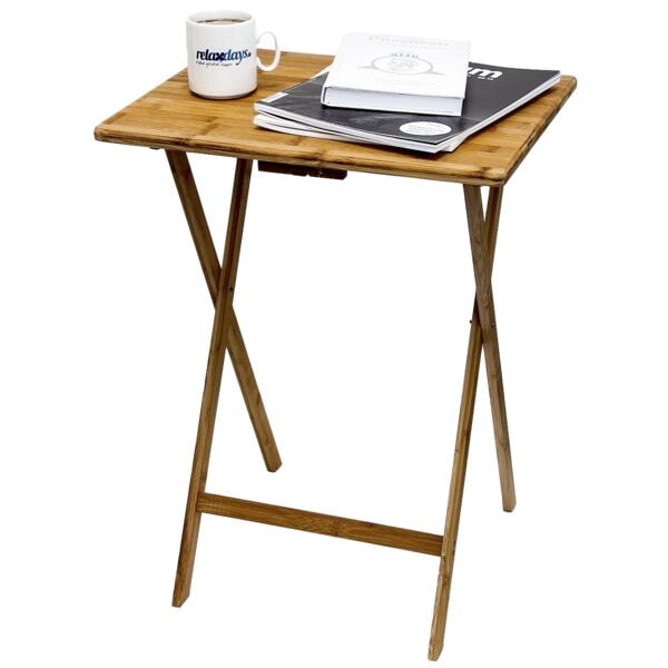 relaxdays Beistelltisch Bambus klappbar braun Image