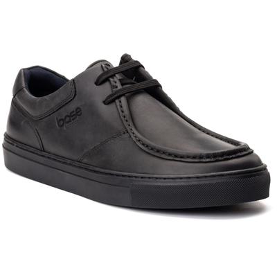 Base London Dalston Leder Herren Schwarz Mokassin Schuhe Image