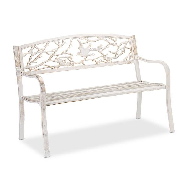 relaxdays Gartenbank »Vögel« schwarz Image