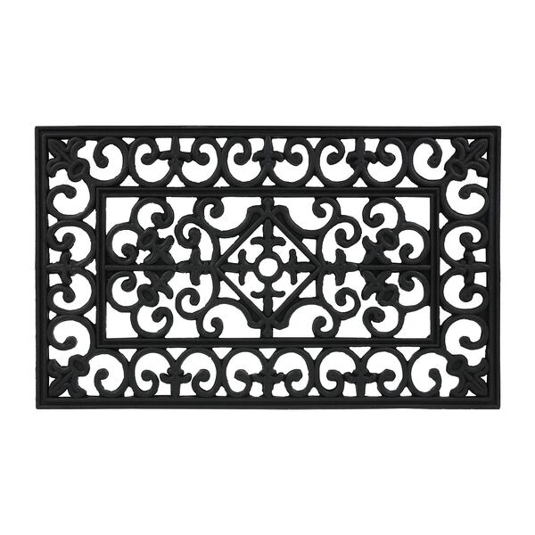 relaxdays Gummi Fußmatte »Ornamente« rechteckig 75 x 45 cm mit Lilien-Motiv, 75x1 cm Image