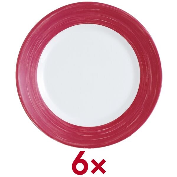 Arcoroc Speiseteller Brush Teller flach 25,4 cm - 6 Stück 6 Stück rot, 25x2.5x25 cm Image
