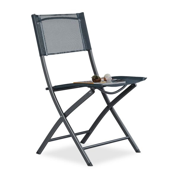 relaxdays Klappstuhl Balkon anthrazit grau