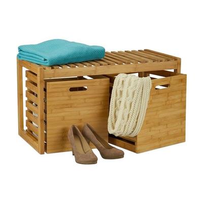 relaxdays Sitzbank mit Stauraum Bambus Image