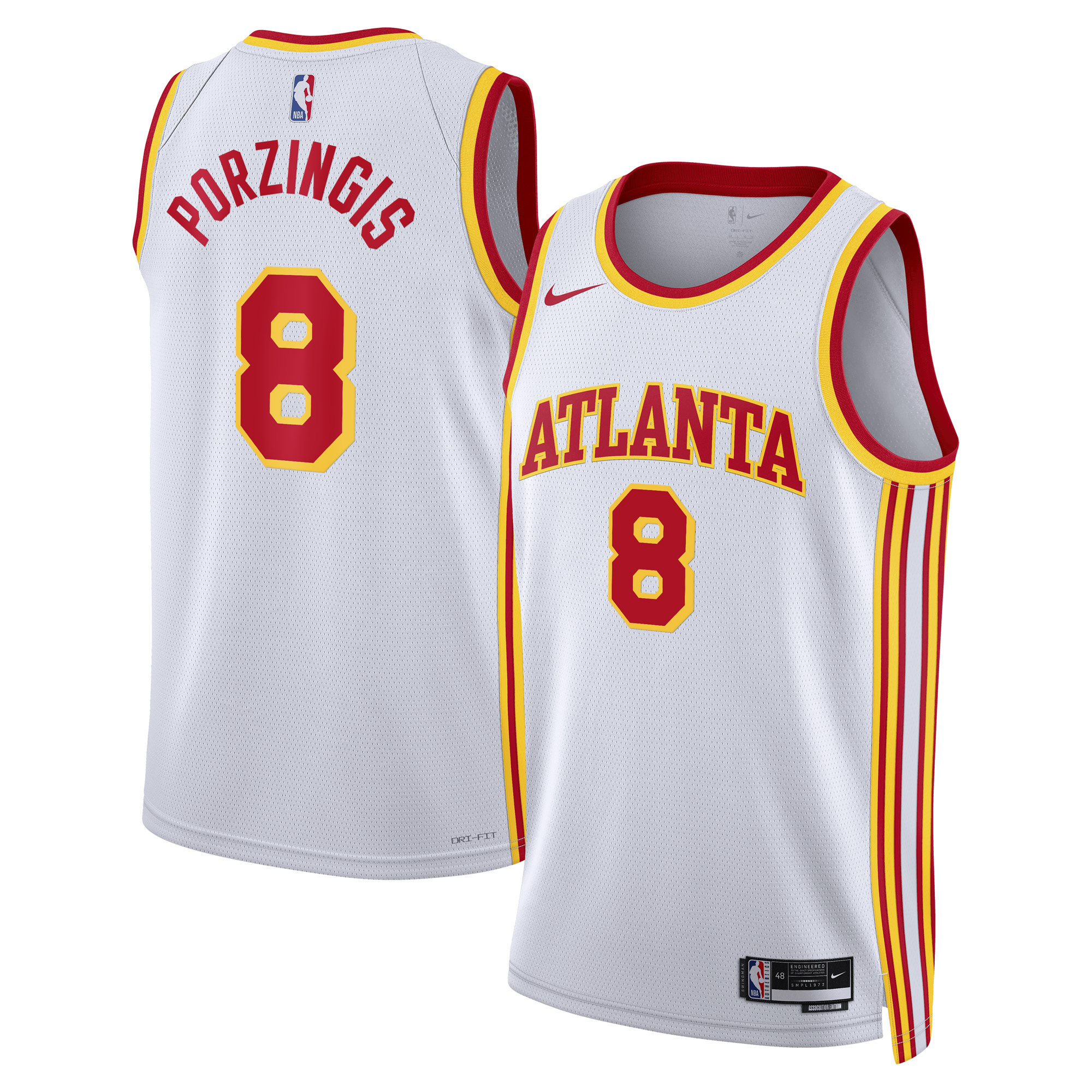 Atlanta Hawks Nike Association Edition Swingman-Trikot – Weiß – Kristaps Porziņģis – Unisex