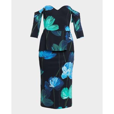 Off-Shoulder Bodycon Peplum Midi Dress