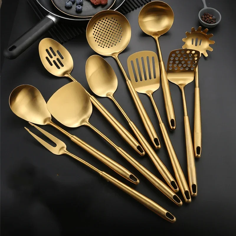 Ustensiles de cuisine en acier inoxydable, ustensiles de cuisine en or, cuillère à soupe, batteur à œufs, Clip alimentaire, passoire à riz, écumoire, ustensiles de cuisine 1 pièce