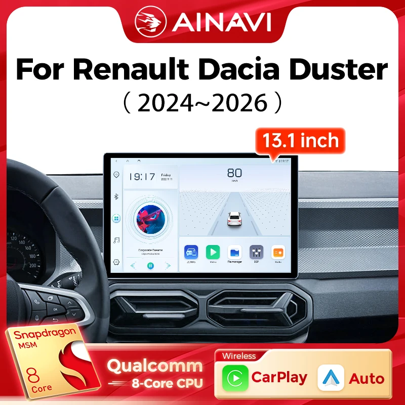 Ainavi 13,1 Zoll Für Renault Dacia Duster 2024 2025 2026 2K Auto Radio Drahtlose Carplay Android Auto Auto multimedia-Player HDMI Image