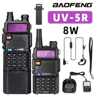 1/2PCS BaoFeng UV-5R 8W Tri-Power Walkie Talkie High Power Dual Band Long Range 128 CH Portable Handheld UV 5R Ham Two Way Radio