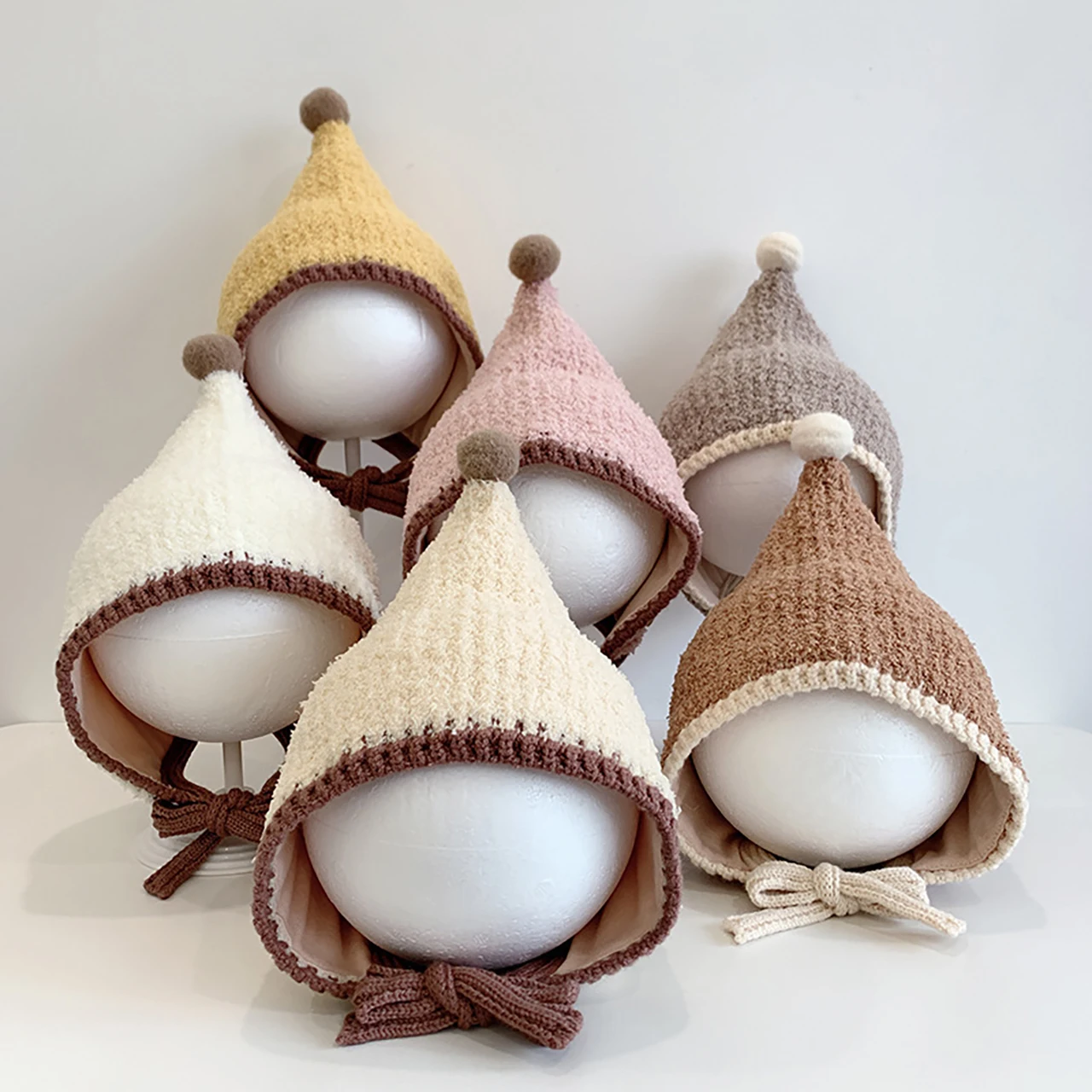 Winter Warme Baby Spitz Ohr Schutz Kappe Kleinkind Pompom Beanie 6-24Month Jungen Mädchen Spitze-up Gestrickte Hut kinder Plsuh Kopfbedeckung Image