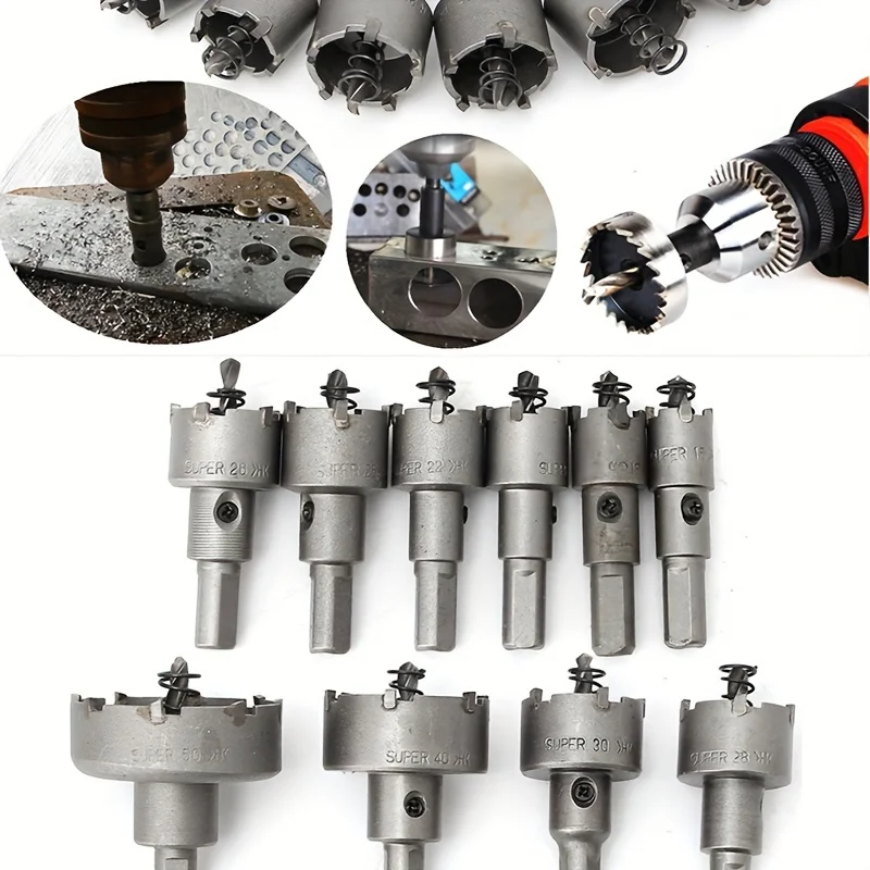 12-teiliges Lochsägen-Bohrer-Set aus Metall, 15–50 mm TCT, gehärtetes, mittelgroßes Blendenschneider-Set aus Legierung Image