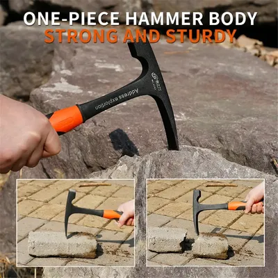Multifunctional Geological Hammer Mine Professional Exploration Survey Hand Tool Pointed Tip Multi-tool Construction Tool